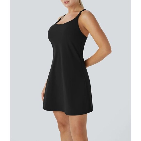 Halara Black Strappy Sleeveless A-Line Adjustable Straps & Back Detail Women's D - Picture 1 of 10